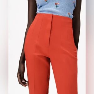 ZARA WOMAN HIGH-WAISTED PANTS RED XS
